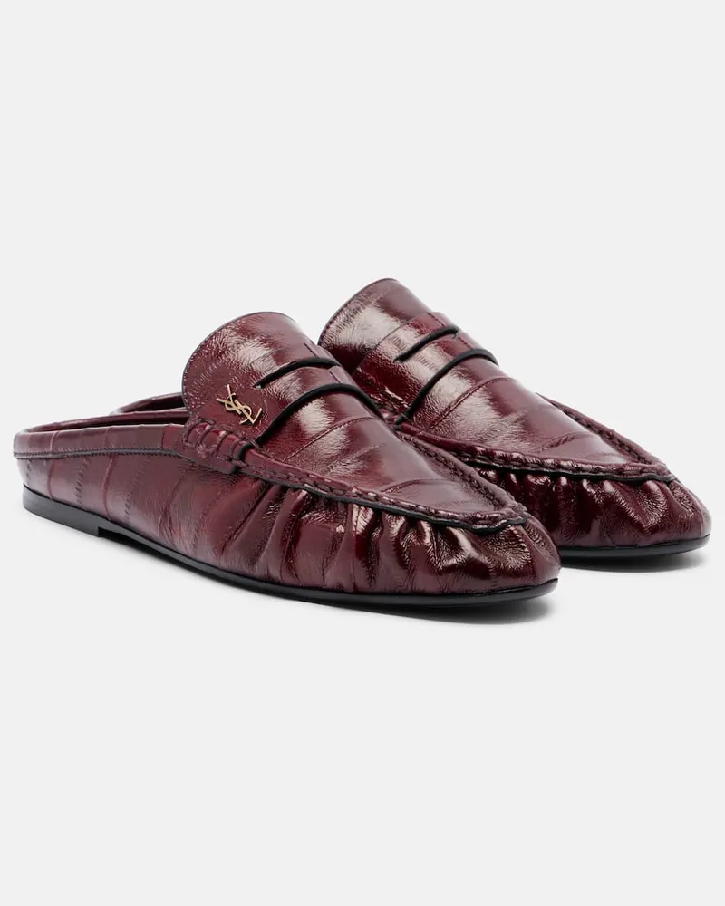 Saint Laurent Slippers Le Loafer aus Leder Burgunderrot
