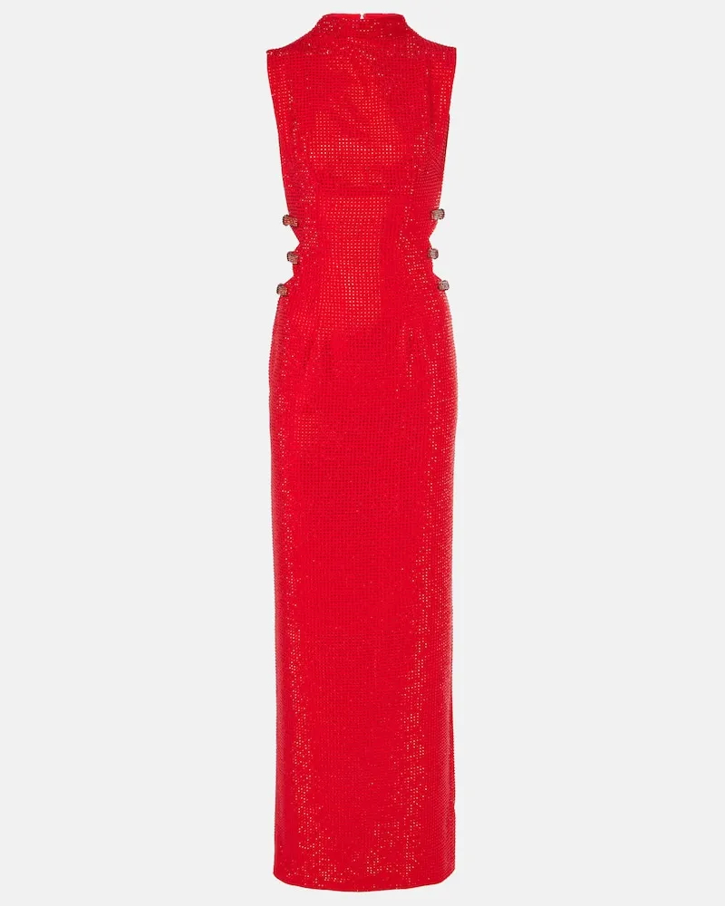 Self-Portrait Verzierte Robe aus Crêpe Rot