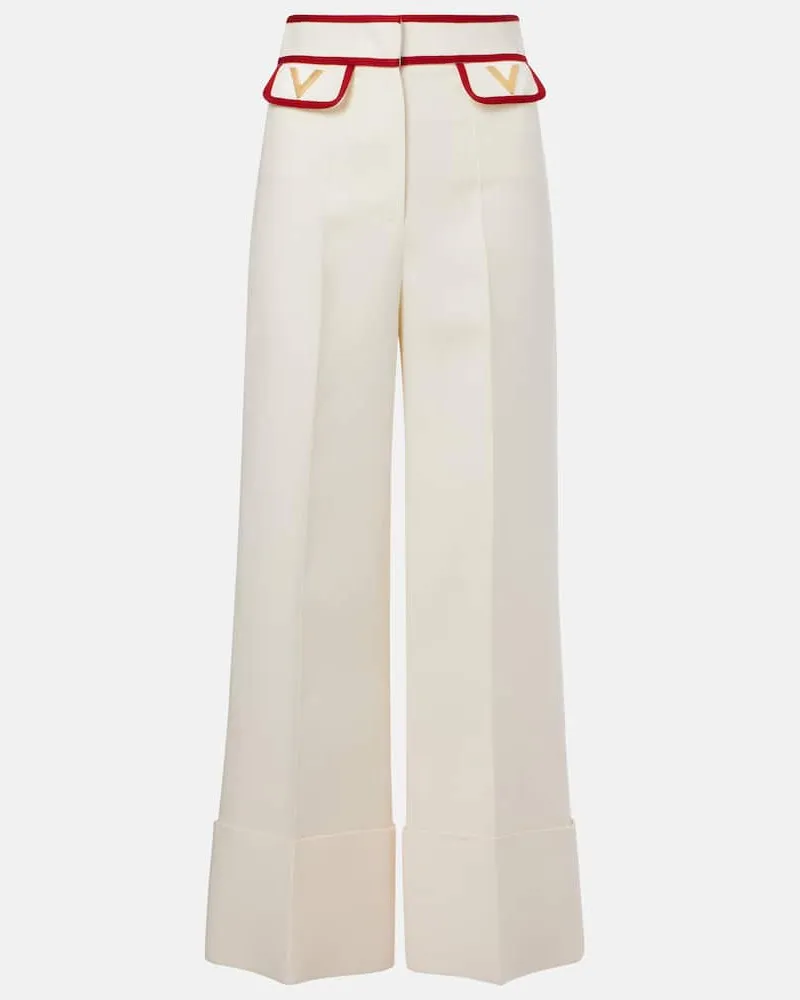 Valentino Garavani Weite Hose aus Crepe Couture Weiß