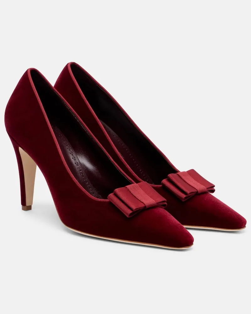 Manolo Blahnik Pumps Ready 90 aus Samt Rot