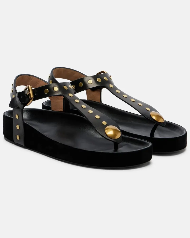 Isabel Marant Verzierte Sandalen Enore aus Leder Schwarz