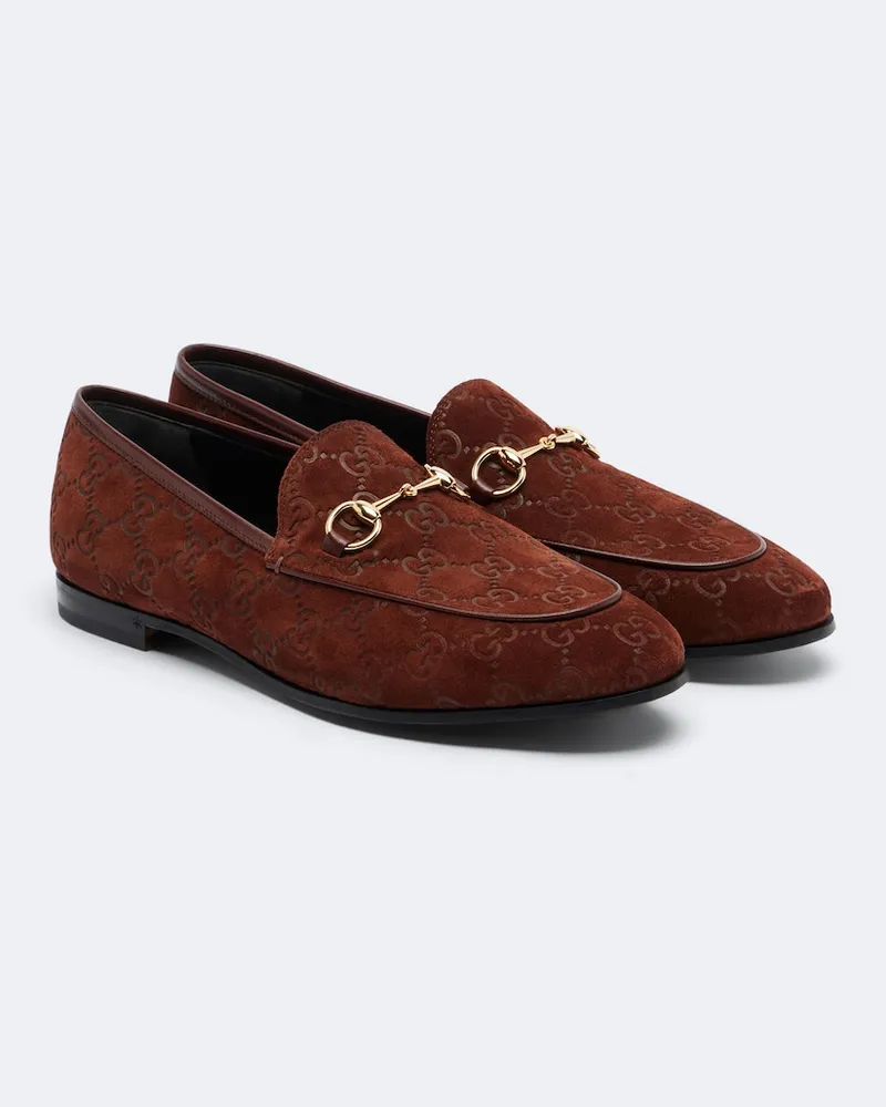 Gucci Loafers Jordaan Horsebit aus Veloursleder Braun