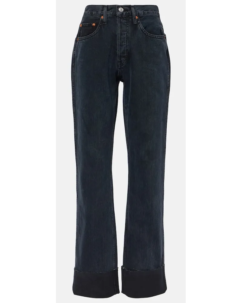RE/DONE High-Rise Straight Jeans Blau