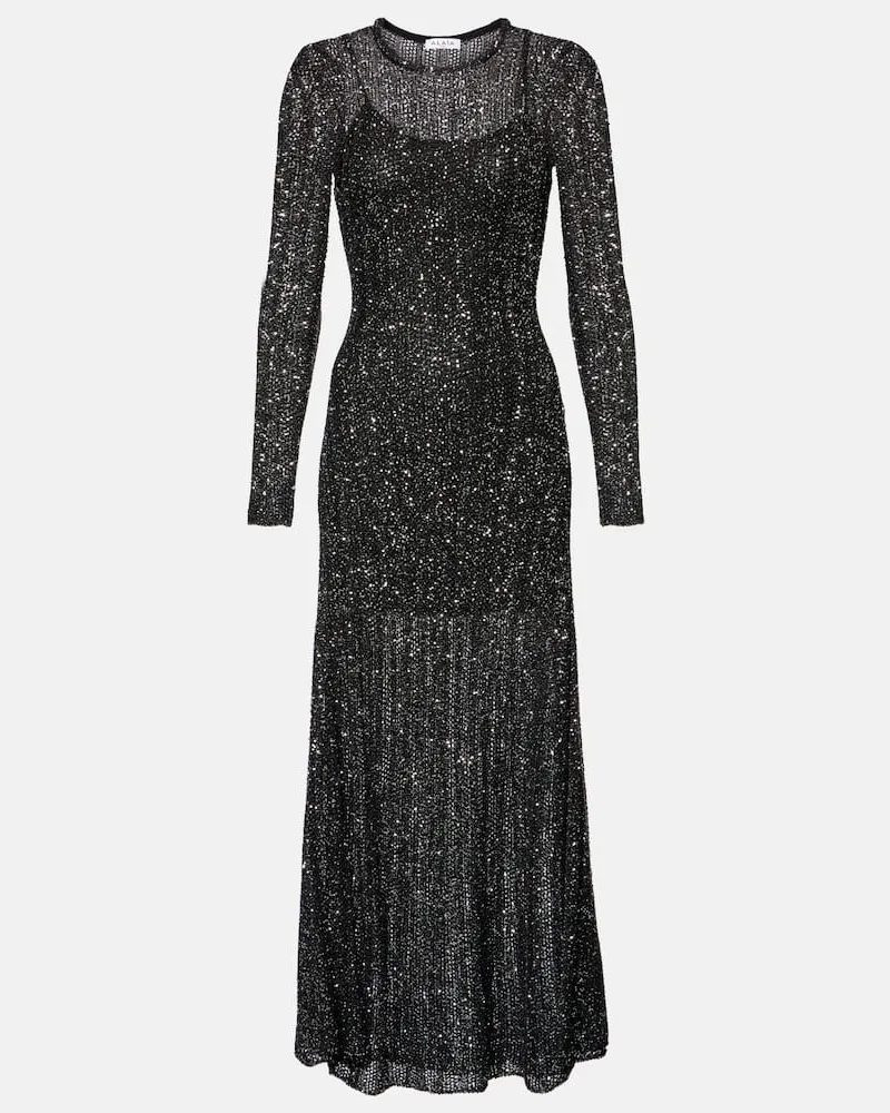 Alaïa Alaïa Midikleid mit Pailletten Schwarz