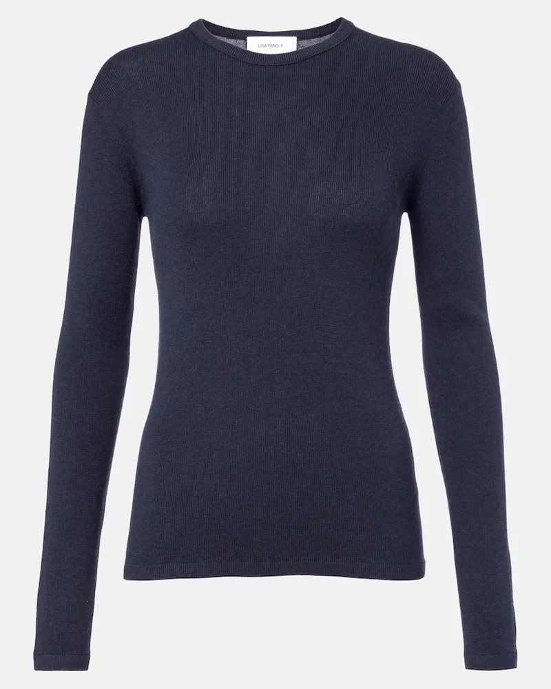 Lisa Yang Pullover Vivian aus Baumwolle und Kaschmir Blau