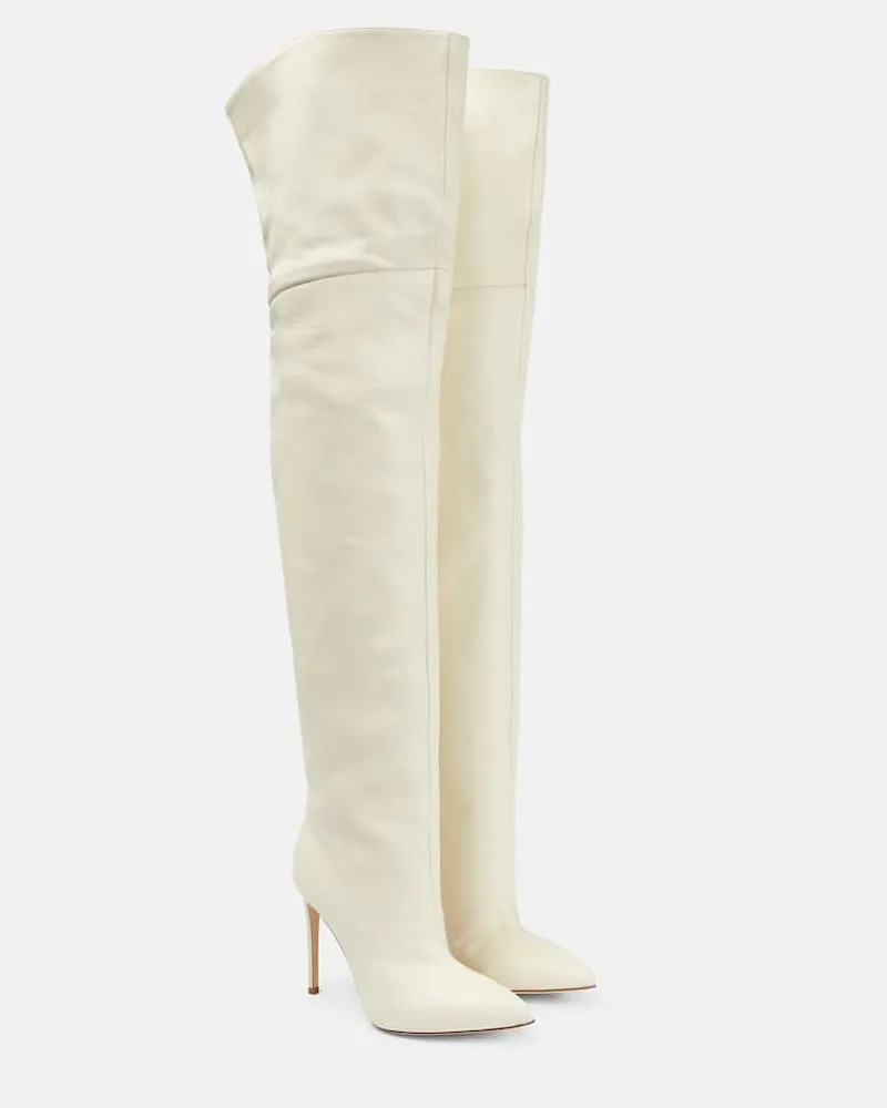 Paris Texas Overknee-Stiefel aus Leder Weiß