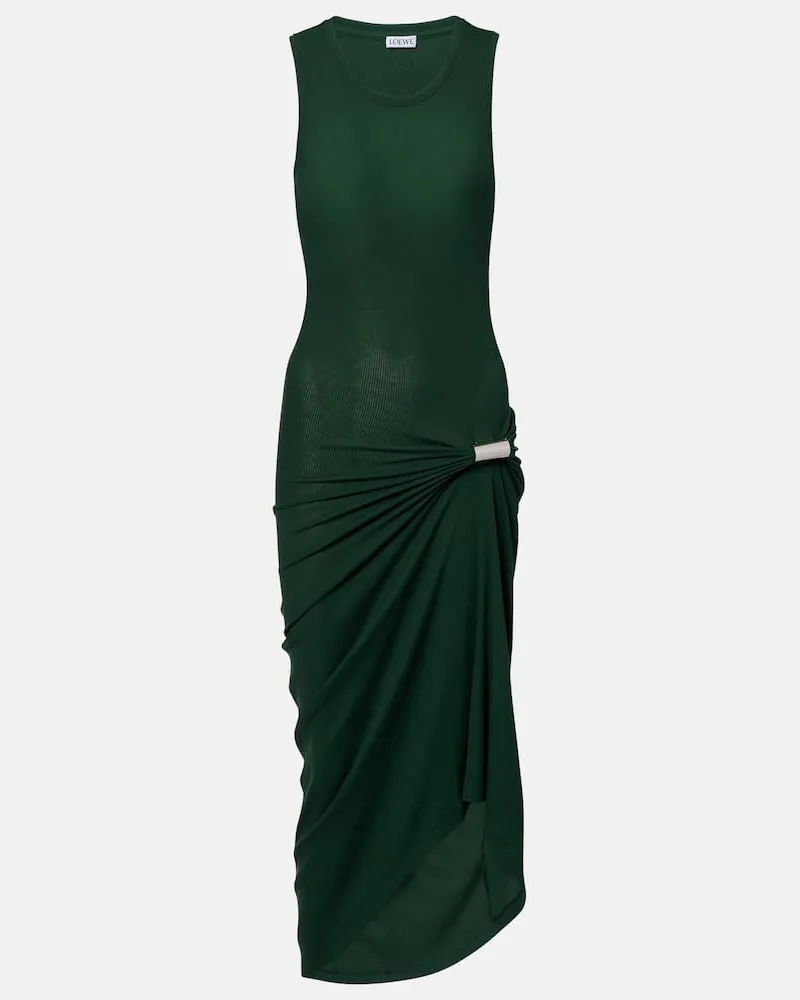 Loewe Midikleid aus einem Baumwollgemisch Grün