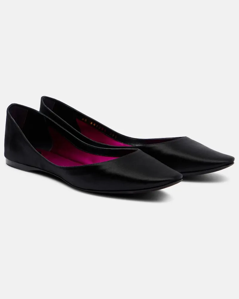 Saint Laurent Ballerinas Lou aus Satin Schwarz