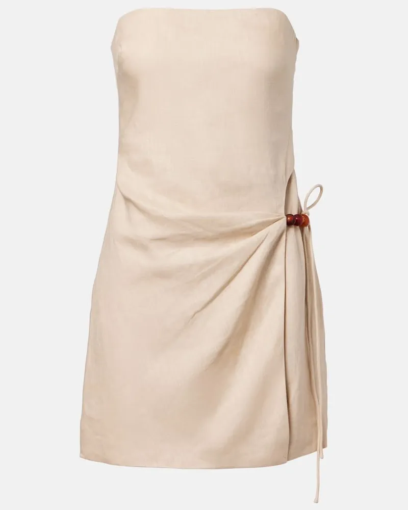 SIR Minikleid Moretti aus Leinen Beige