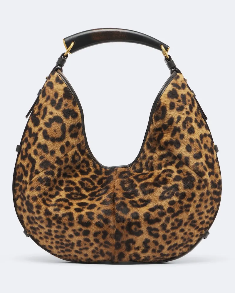 Saint Laurent Schultertasche Mombasa Medium aus Kalbshaar Schwarz