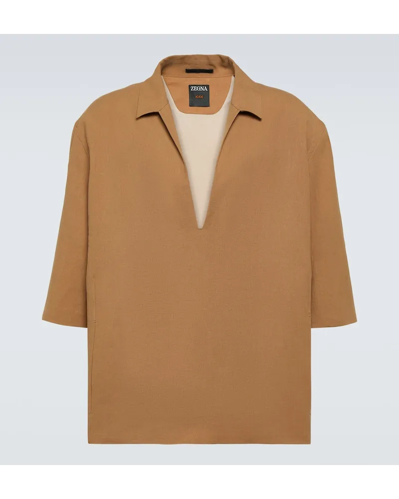 Ermenegildo Zegna Hemd aus Leinen Beige