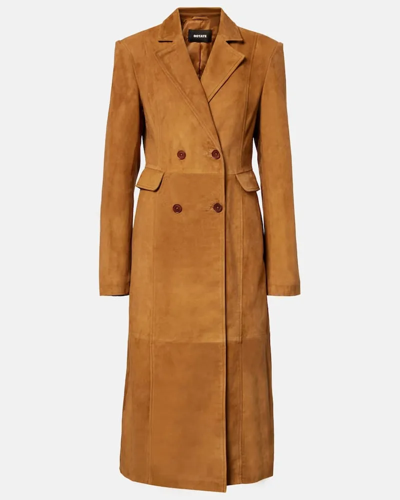 ROTATE Birger Christensen Mantel aus Veloursleder Braun