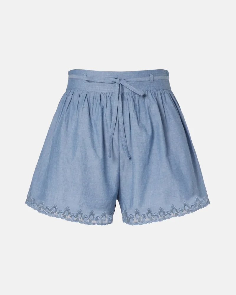 Ulla Johnson Shorts Elowen aus Baumwolle mit Spitze Blau