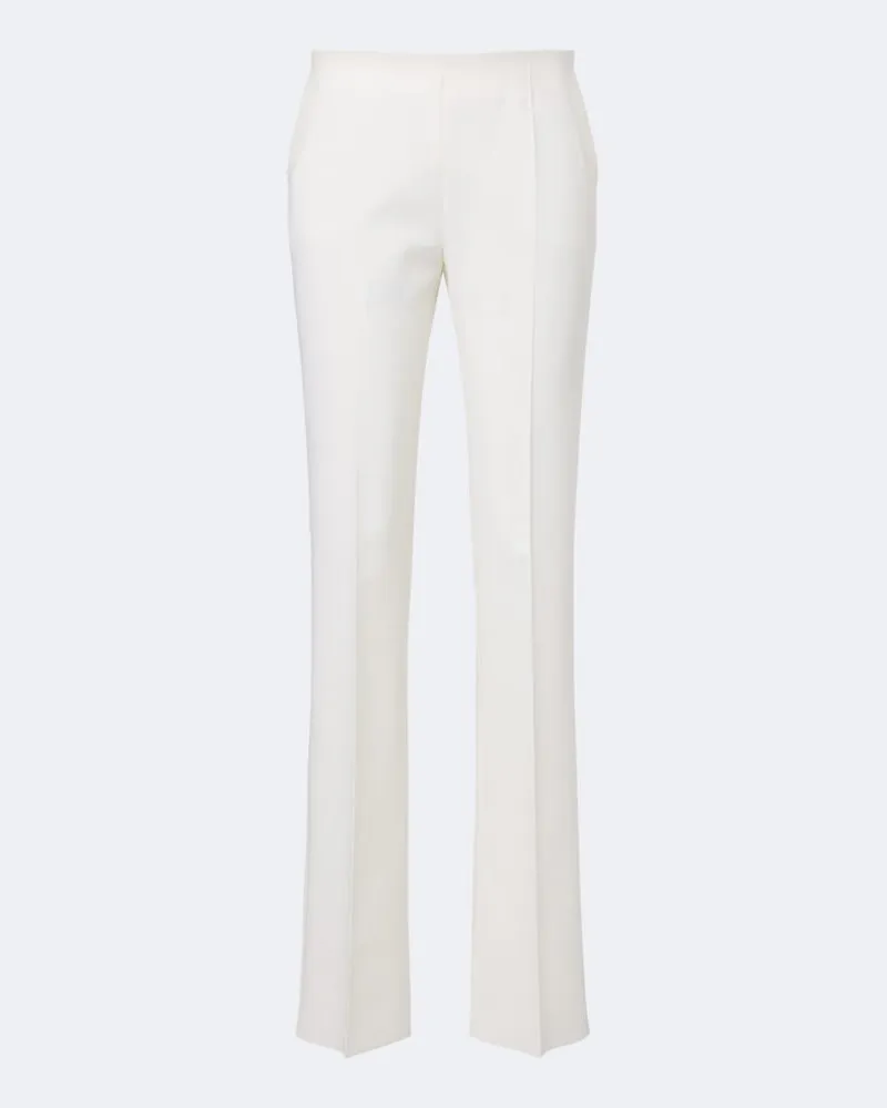 Max Mara Gerade Hose aus einem Wollgemisch Weiß