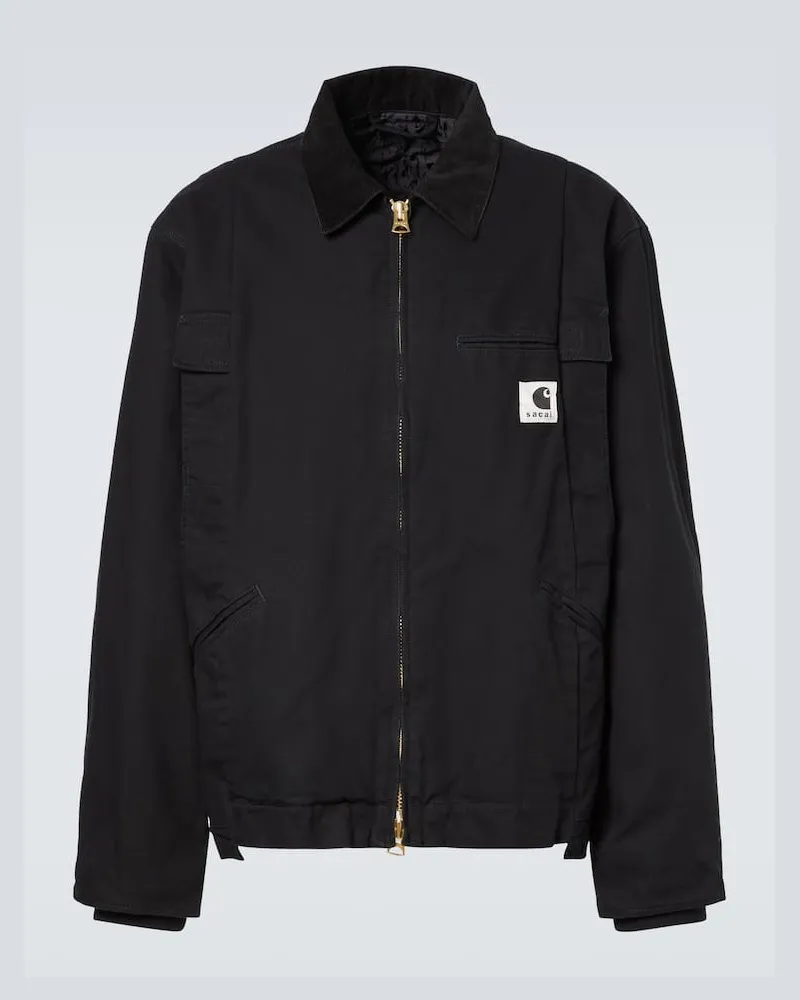 Sacai X Carhartt Jacke aus Baumwoll-Canvas mit Cord Schwarz