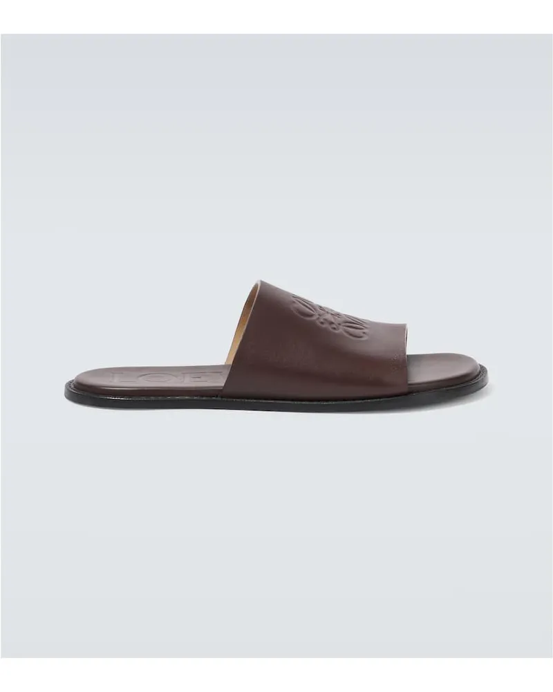 Loewe Paula's Ibiza Pantoletten Flex Anagram aus Leder Burgund