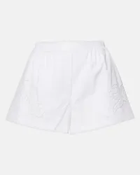 Versace Bestickte Shorts Sangallo aus Baumwollpopeline Weiss