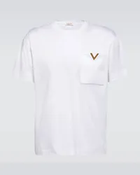 Valentino Garavani T-Shirt VGold aus Baumwolle Weiss