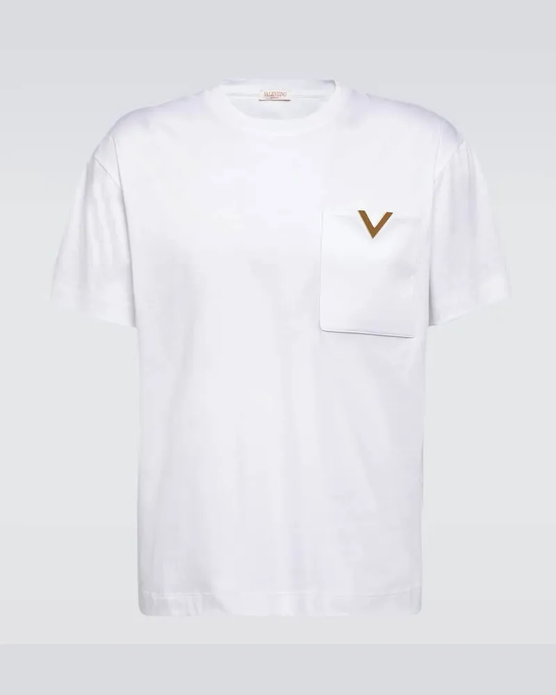 Valentino Garavani T-Shirt VGold aus Baumwolle Weiss