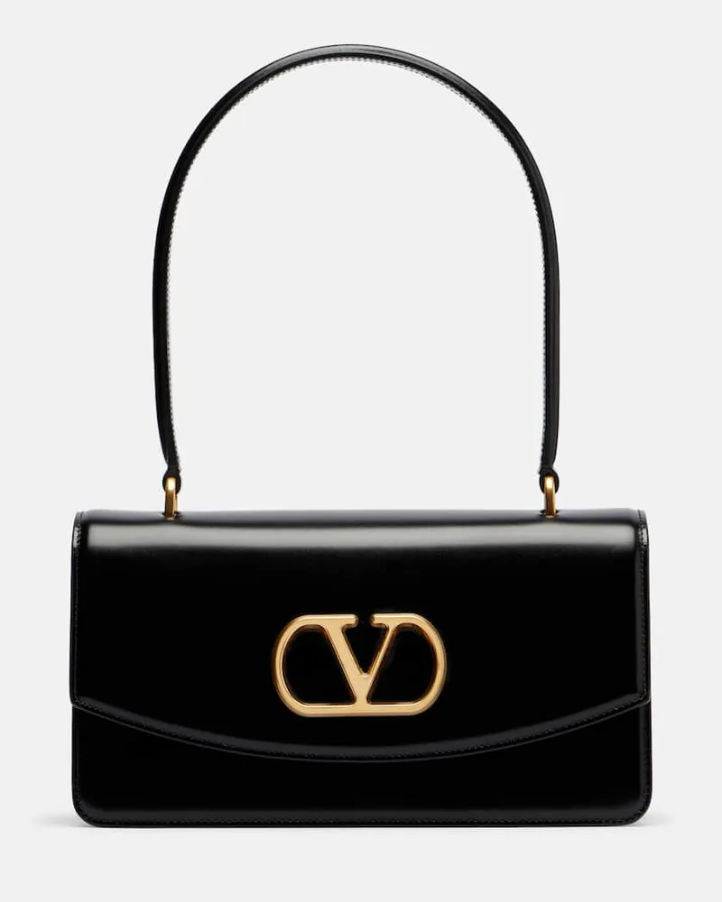 Valentino Garavani Tote Vain Small VLogo aus Leder Schwarz