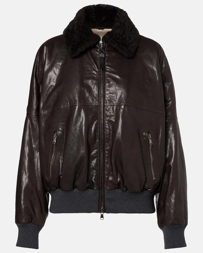 Brunello Cucinelli Blouson aus Leder Braun