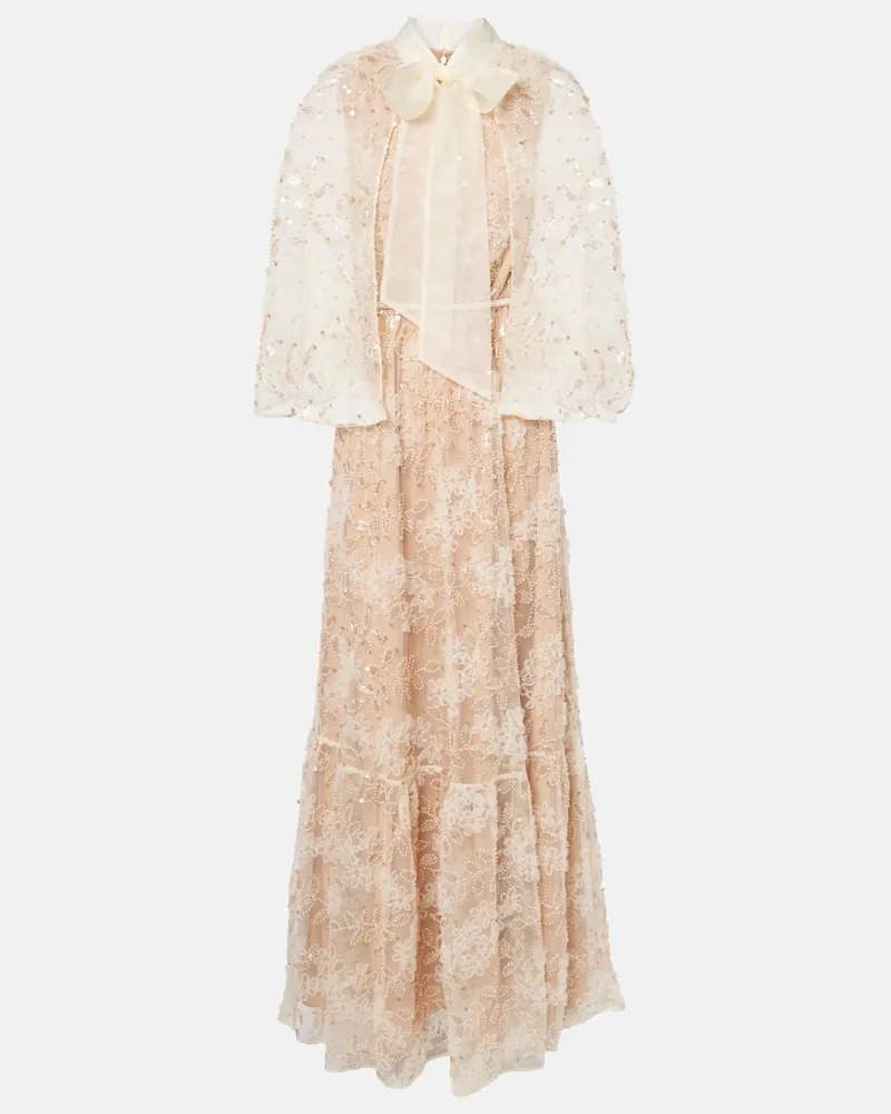 Self-Portrait Bestickte Robe Beige