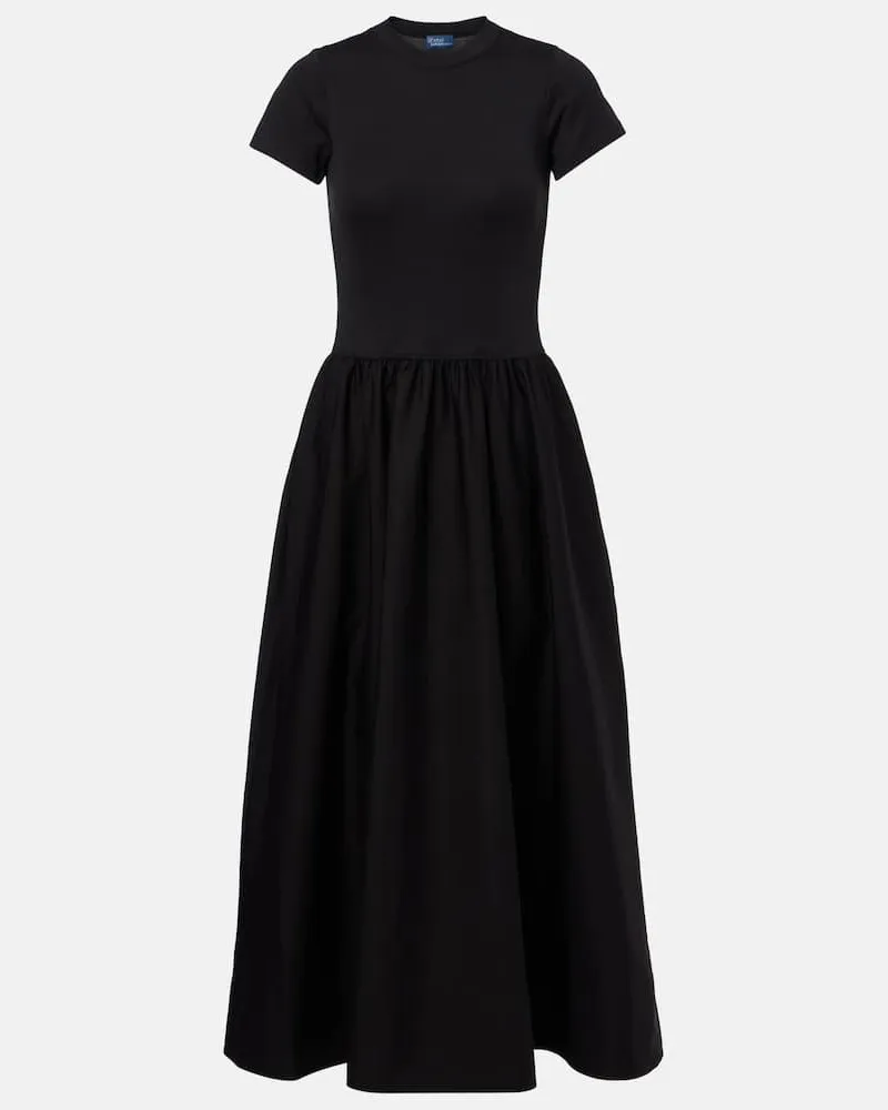 Ralph Lauren Midikleid aus Baumwoll-Jersey Schwarz