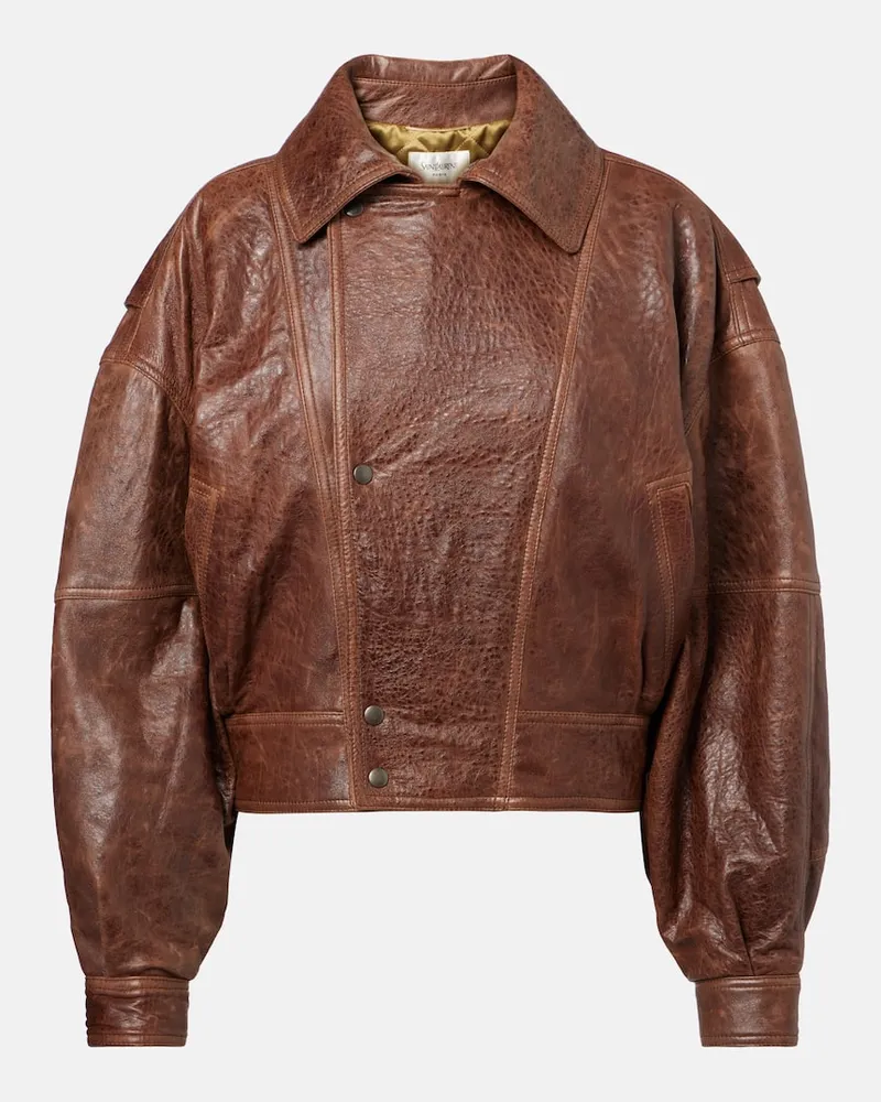 Saint Laurent Bomberjacke aus Leder Braun