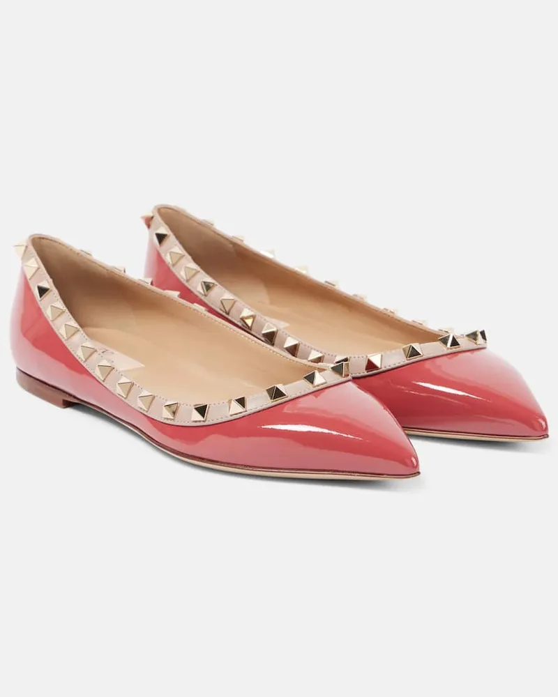 Valentino Garavani Ballerinas Rockstud aus Lackleder Rosa