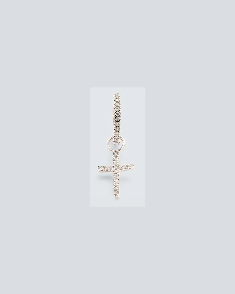 MATEO Einzelner Ohrring aus 14kt Weißgold mit Diamanten Silber