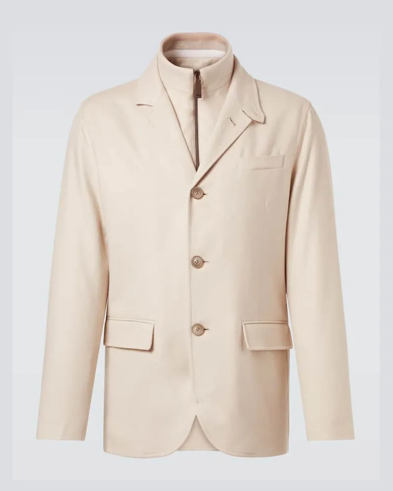 Herno Blazer aus Seide und Kaschmir Beige