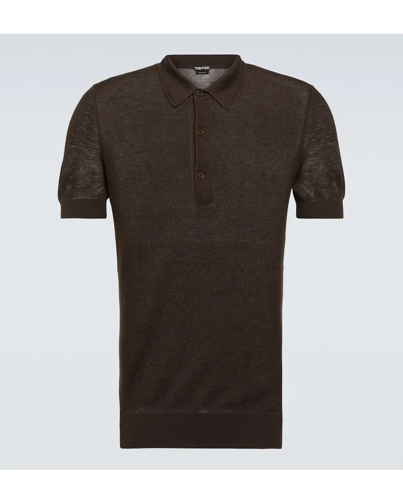 Tom Ford Polohemd aus Seide und Baumwolle Schwarz