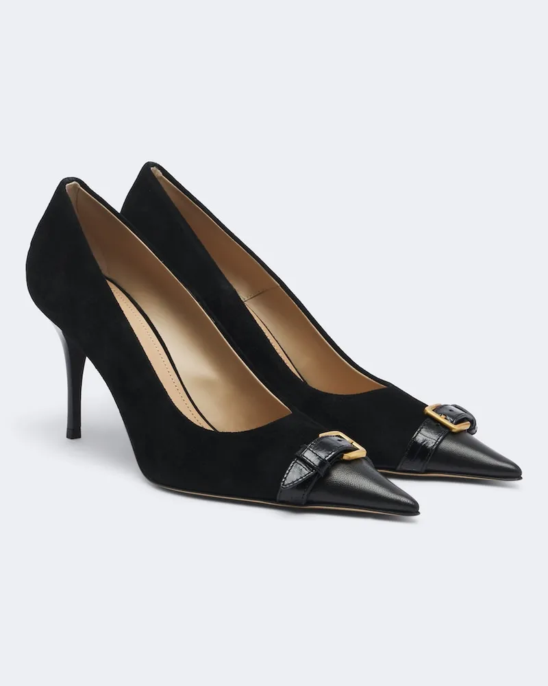 J.W.Anderson Verzierte Pumps aus Veloursleder mit Leder Schwarz