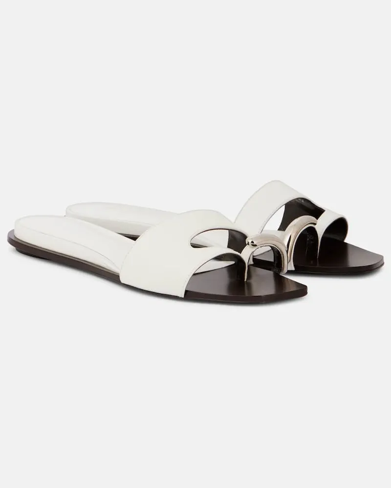 Tory Burch Verzierte Sandalen aus Leder Weiß