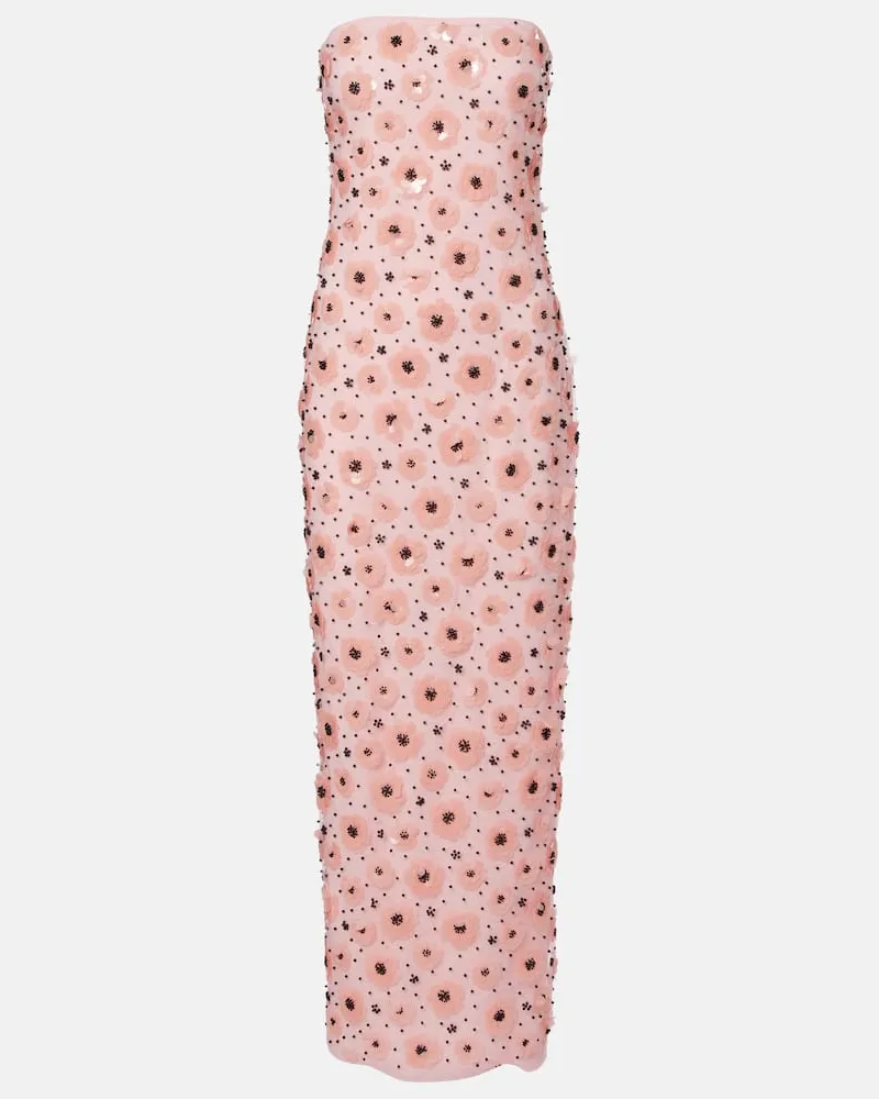 ROTATE Birger Christensen Midikleid aus Jersey mit Pailletten Rosa