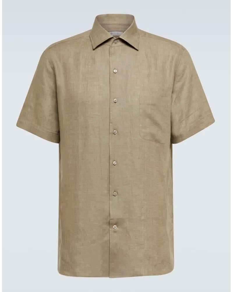 Loro Piana Hemd André aus Leinen Beige