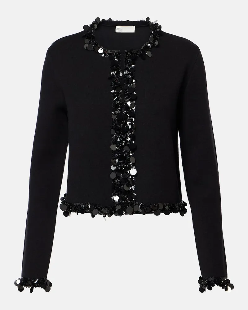 Tory Burch Cardigan Kendra mit Pailletten Schwarz
