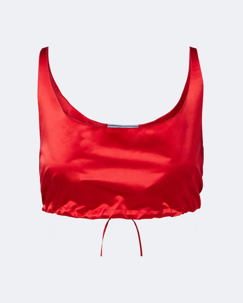 Prada Cropped-Top aus Seiden-Duchesse Rot
