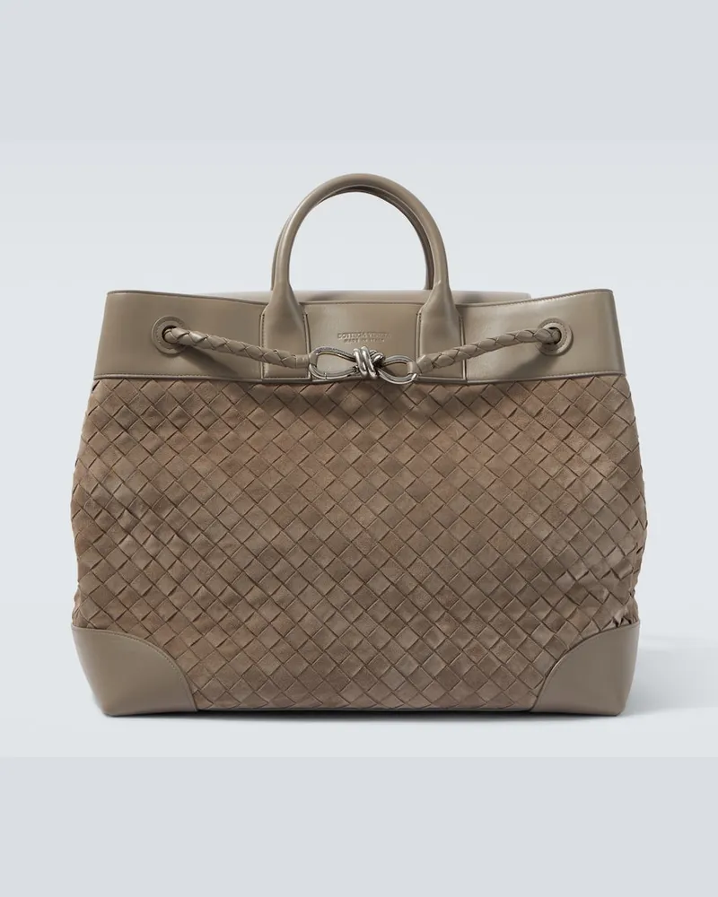 Bottega Veneta Tote Andiamo Voyager aus Leder Grau