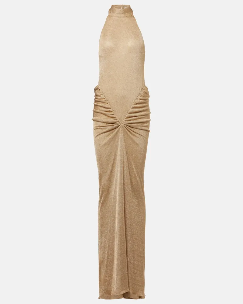 The New Arrivals Ilkyaz Ozel Neckholder-Robe Cass aus Lamé Gold