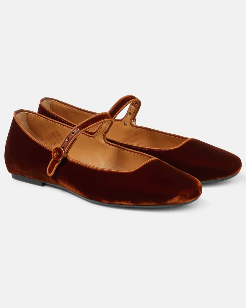 TOD'S Mary-Jane-Ballerinas aus Samt Braun