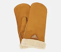 Fäustlinge aus Veloursleder mit Shearling