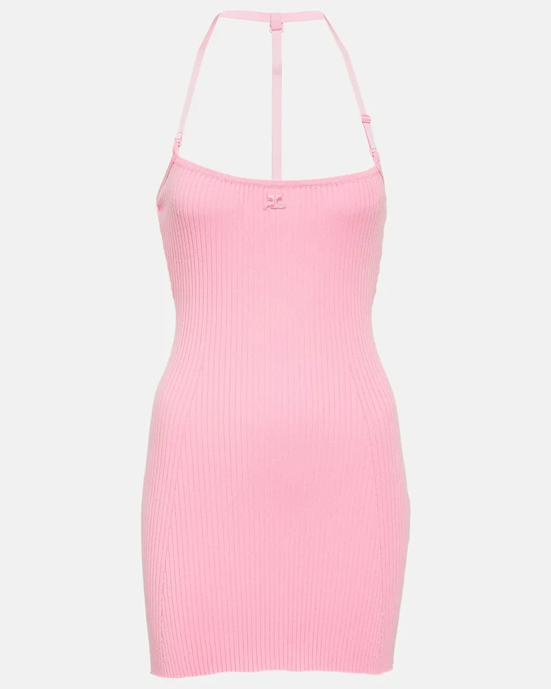 Courrèges Courrèges Minikleid aus Rippstrick Rosa
