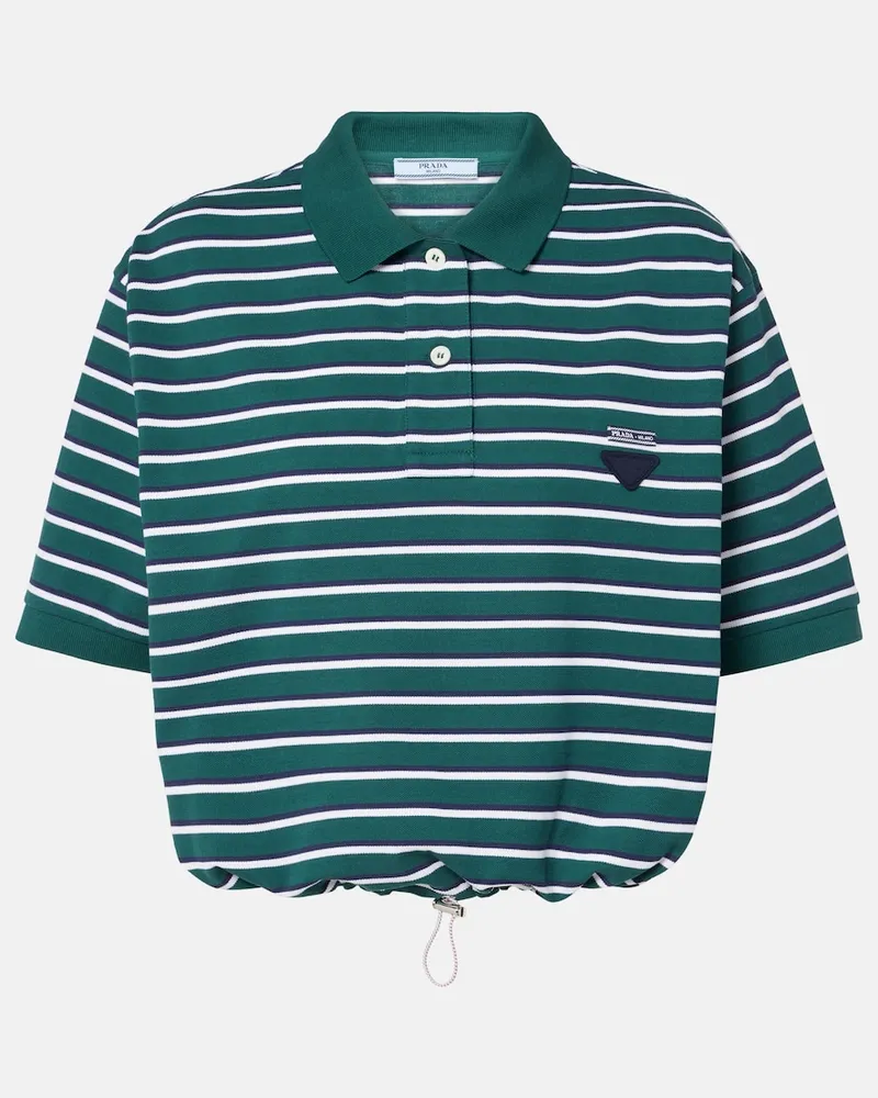 Prada Cropped-Polohemd aus Baumwolle Blau