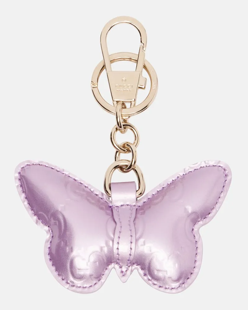 Gucci Taschenanhänger Butterfly aus Leder Lila