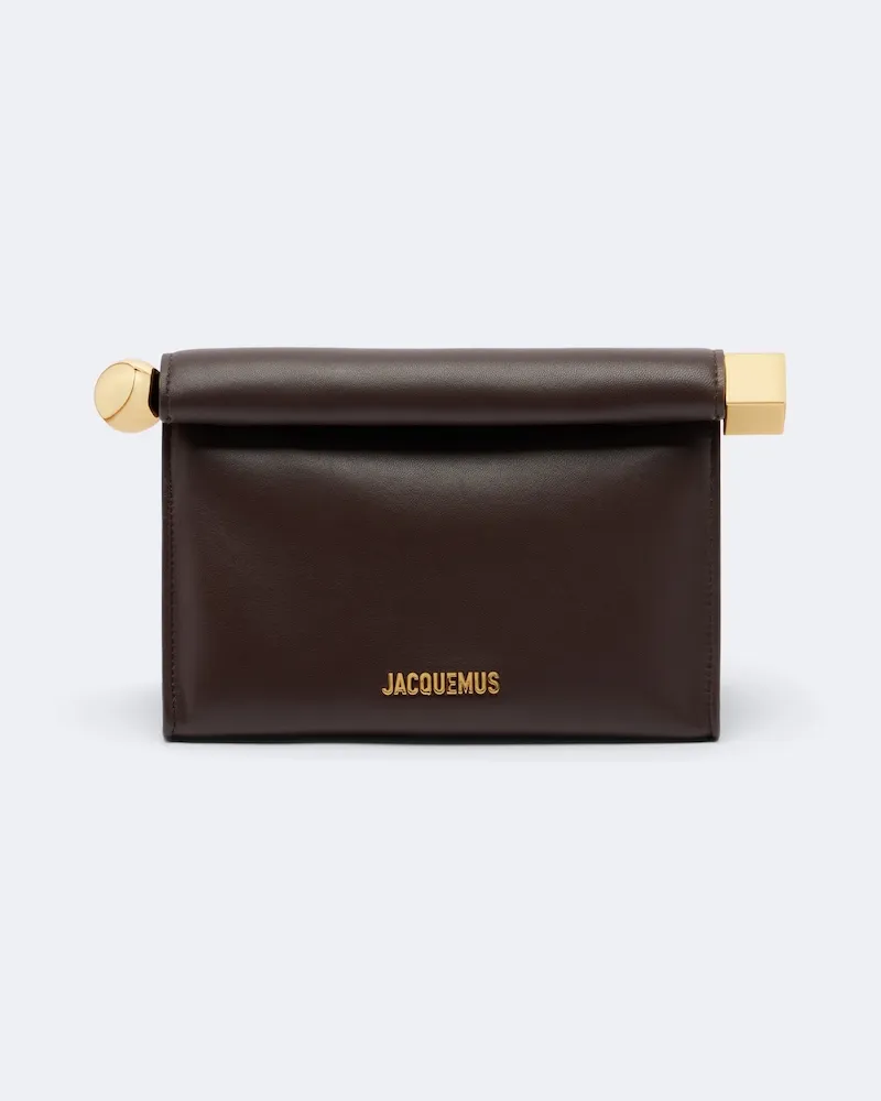 Jacquemus Clutch Rond Carré Small aus Leder Braun