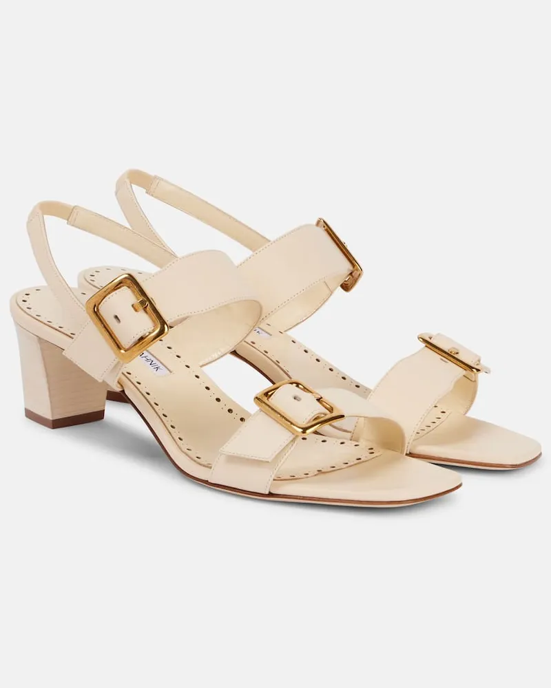 Manolo Blahnik Slingback-Sandalen Thalitsli 50 aus Leder Weiß