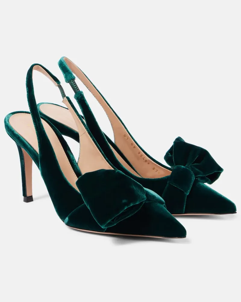 Gianvito Rossi Slingback-Pumps 85 aus Samt Grün
