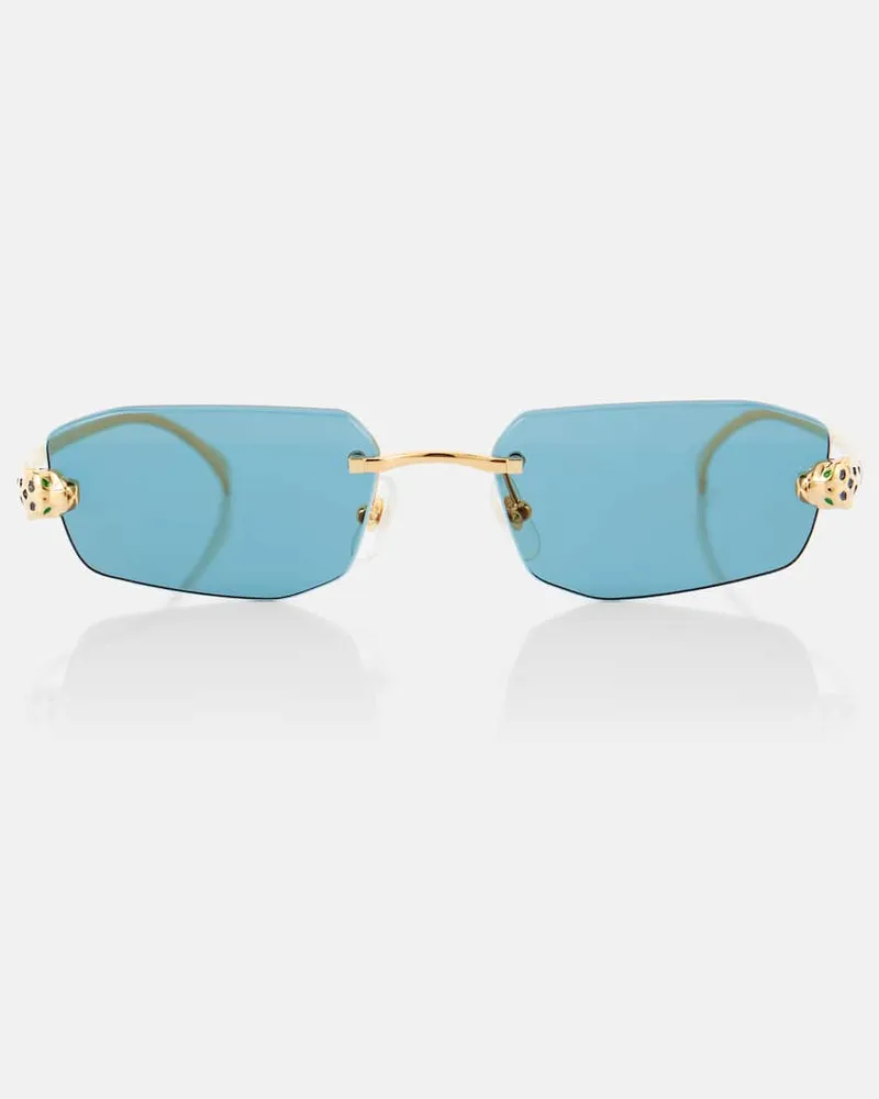 Cartier Eckige Sonnenbrille Panthère de Cartier Blau