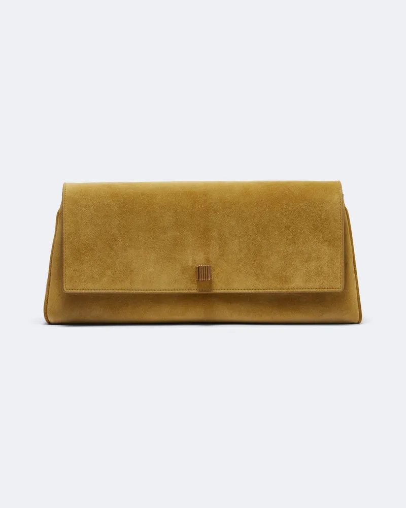 KHAITE Clutch Audrey Medium aus Veloursleder Gelb